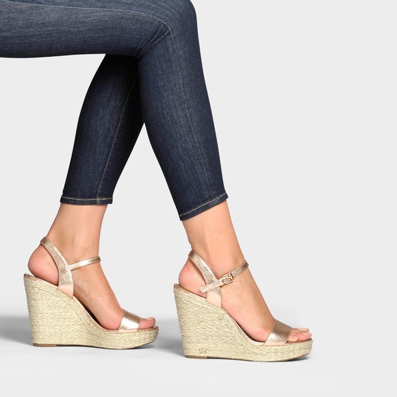 MICHAEL Michael Kors Shoes - MICHAEL Michael Kors Jill Espadrille Gold Wedge Sandals